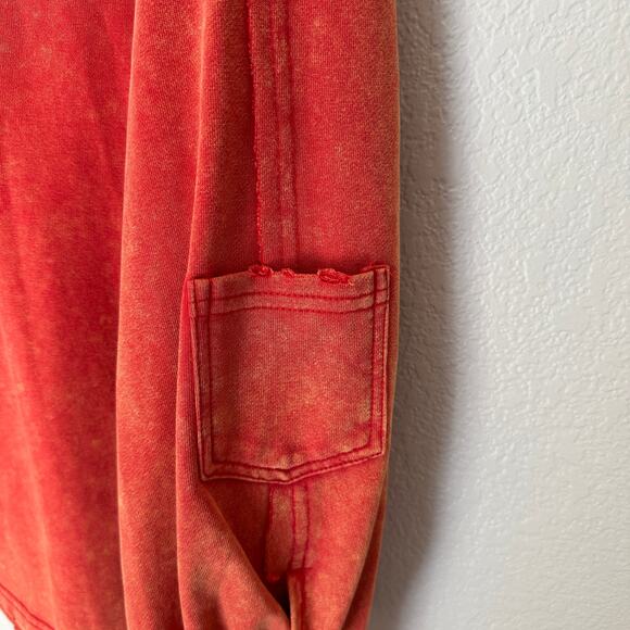 Faded Gypsy Rust Cotton Button Up Sweatshirt Shacket, Oversized, size Medium - Picture 9 of 9